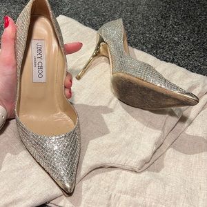Jimmy Choo Glitter Point pump in champagne gold